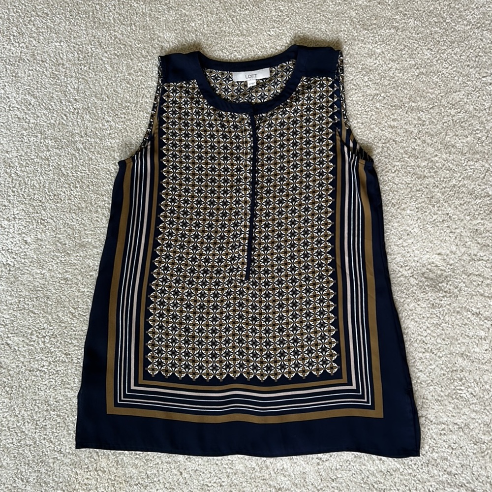 Loft Printed Top XS Dark Navy Blue - Picture 10 of 10